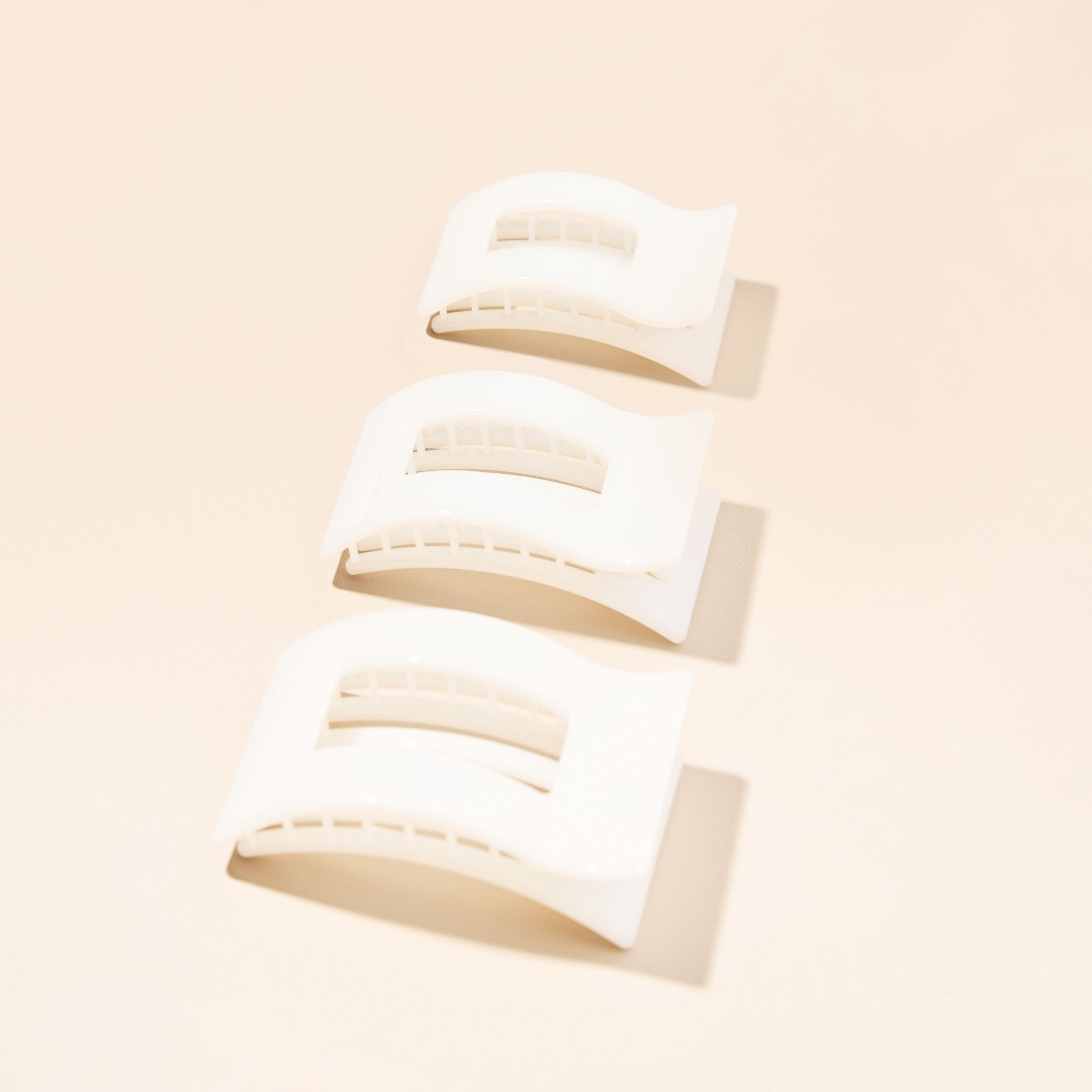 Coconut White Small Flat Rectangle Hair Clip