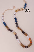 Natural Agate Glass Semi-Precious Bead Necklace