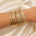 Gold-Tone Multi-Pattern Bangle Set