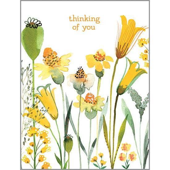 Thinking of You Greeting Card - Yellow Garden Flowers