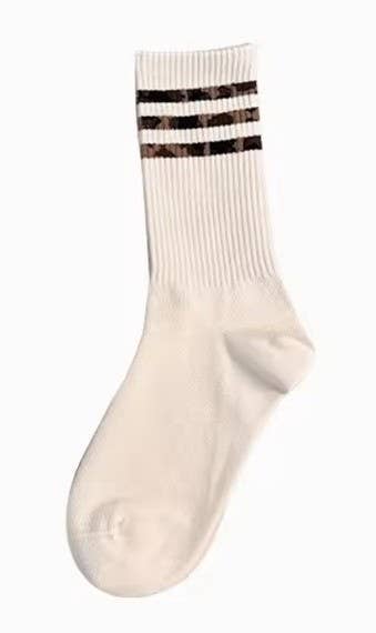 LEOPARD HALF CREW THROWBACK SOCKS