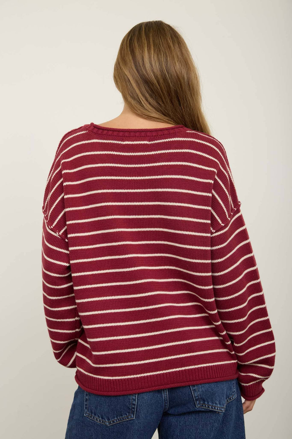 Stripe Crew Neck Sweater {Burgundy}