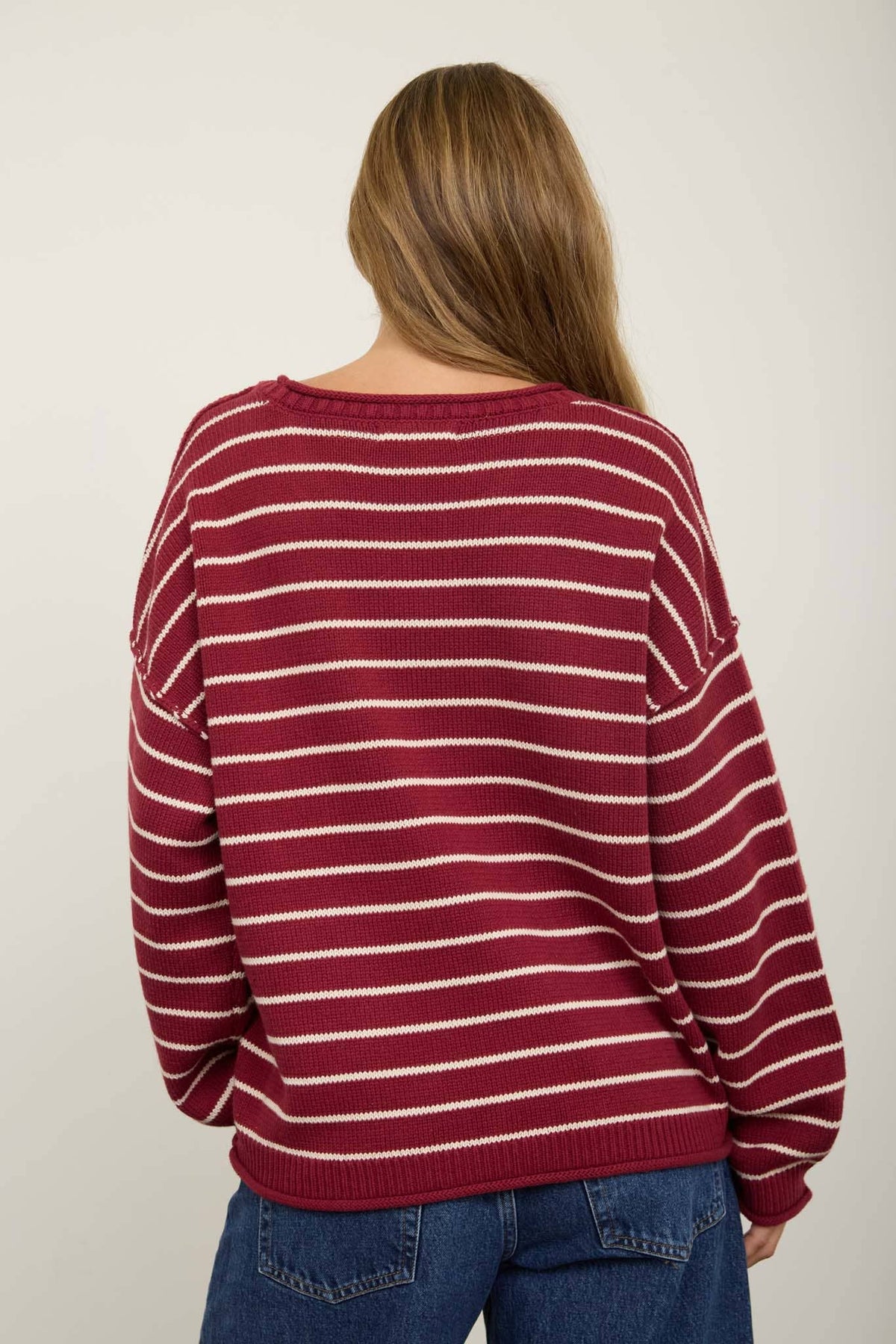 Stripe Crew Neck Sweater {Burgundy}