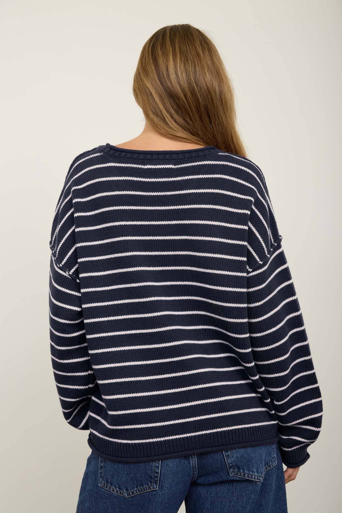 Stripe Crew Neck Sweater {Navy}