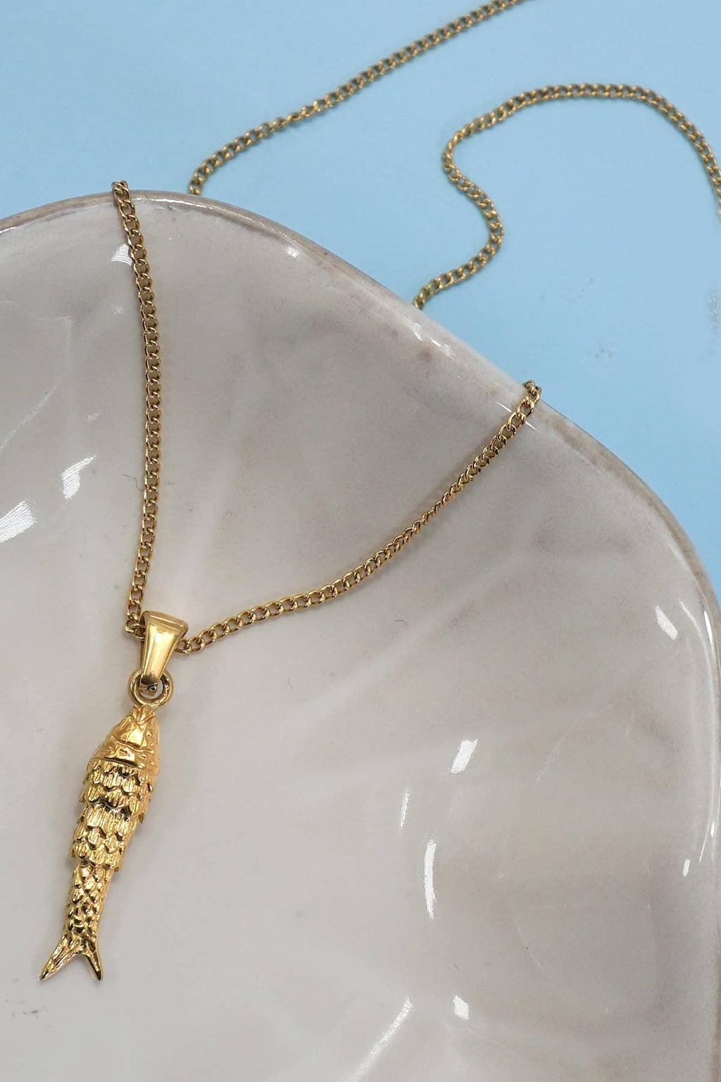 18K STAINLESS STEEL TARNISH FREE FISH NECKLACE