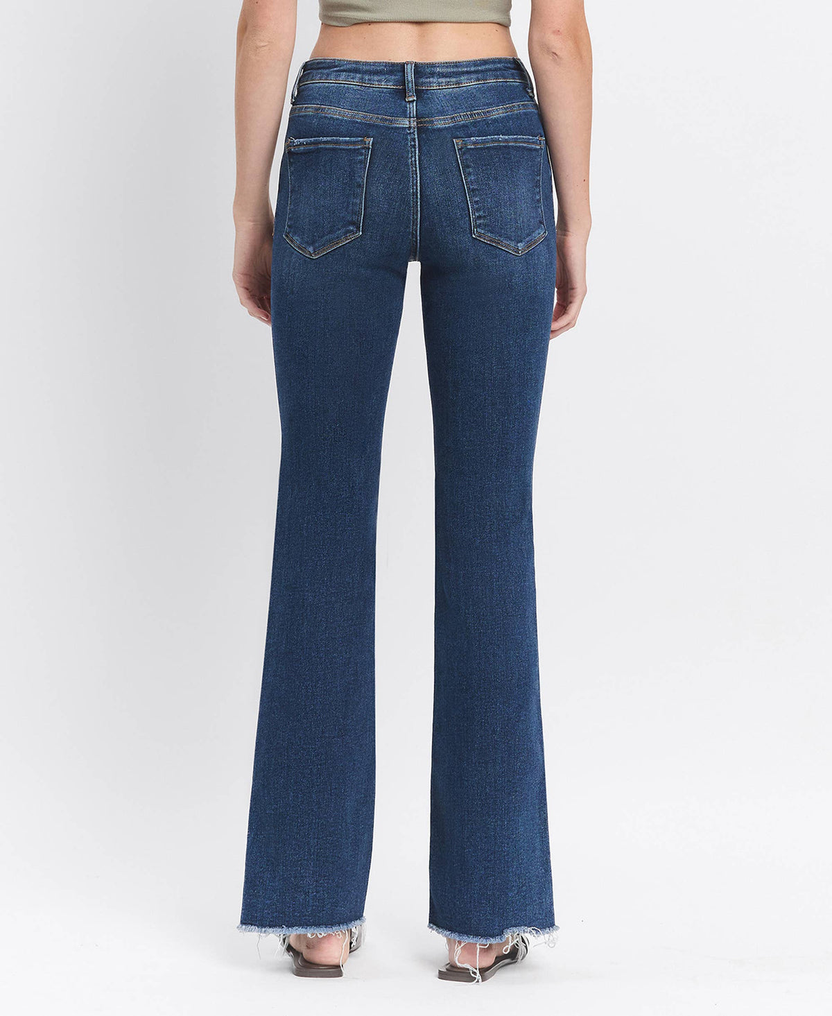 High Rise Raw Hem Bootcut Jeans