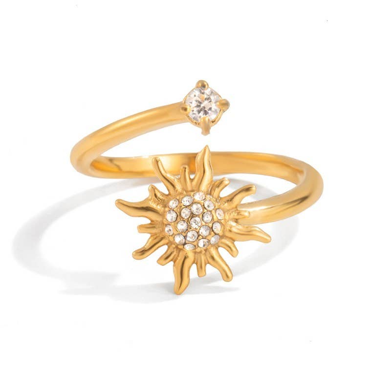 18K STAINLESS STEEL TARNISH FREE FLOWER RING