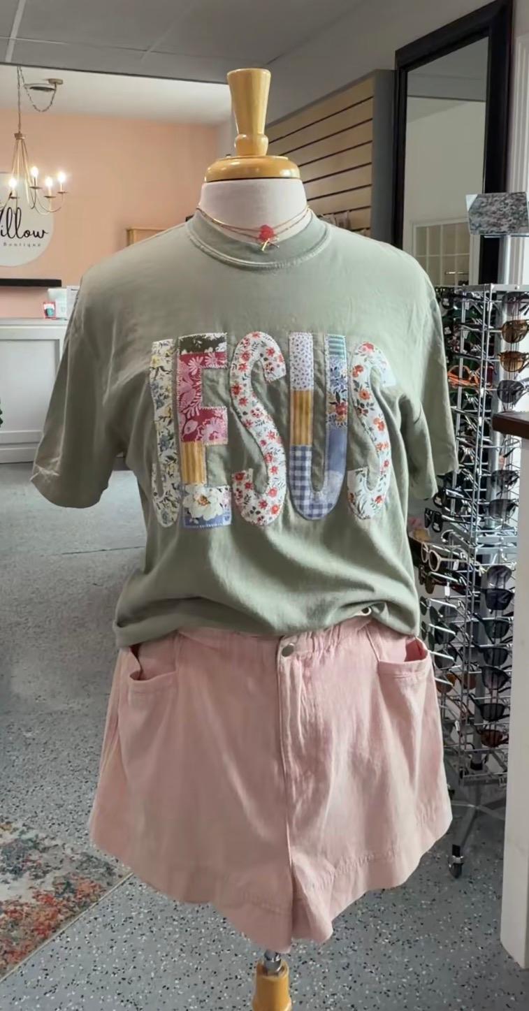 Jesus Embroidery Short Sleeve Tee