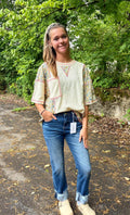 FLORAL PRINT COLOR BLOCK TOP