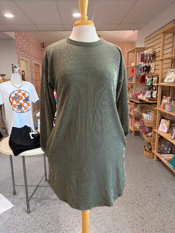 Puff Sleeve Ribbed Mini Dress