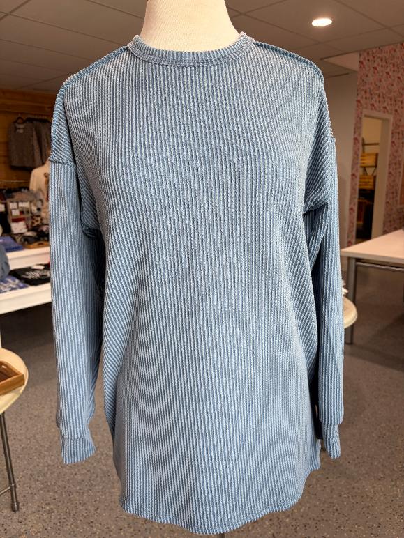 Puff Sleeve Ribbed Top