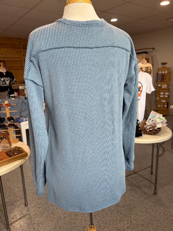 Puff Sleeve Ribbed Top