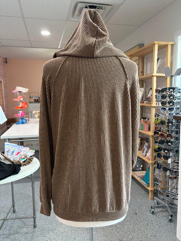 Puff Sleeve Ribbed Hoodie