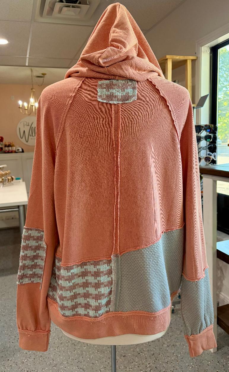 Color Mixed Mineral Washed Hooded Pullover
